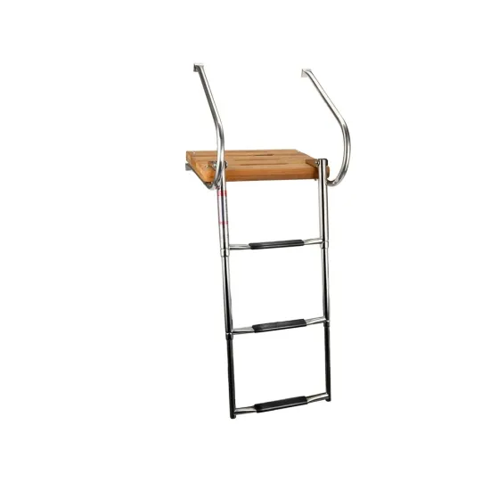 Teak Swim Platform with 3-Step Ladder and 2 Stainless Steel Rails
