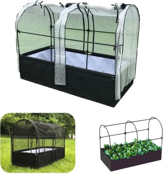 3-in-1 Garden System: Fabric Raised Bed with Greenhouse & Net