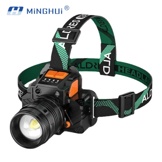Rotatable Zoom Rechargeable LED Headlamp with Big Battery and USB Output