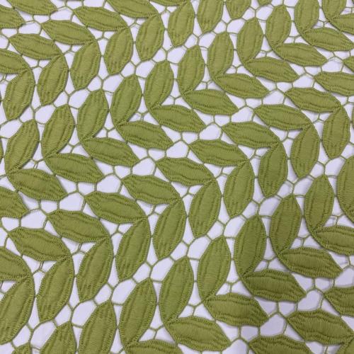Green Leaves Milky Yarn Guipure Embroidery Fabric