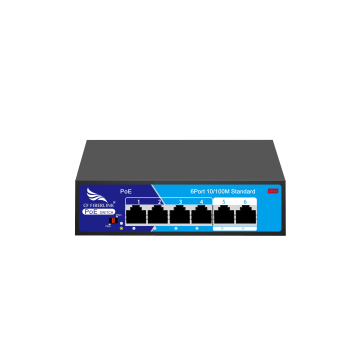 6-Port Mini 4+2 Dedicated 100 Mbit PoE Switch for Internal IP Monitoring
