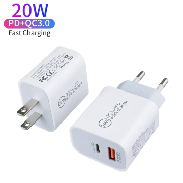 20W PD Pengecas Fast Dual Ports Wall Charger QC 3.0 USB Type C untuk Apple iPhone 12 13