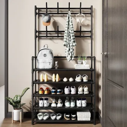 Multi-Layer Shoe & Coat Rack for Home