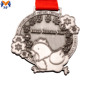 Medallas de diseño de pollo con premio a la carrera personalizada