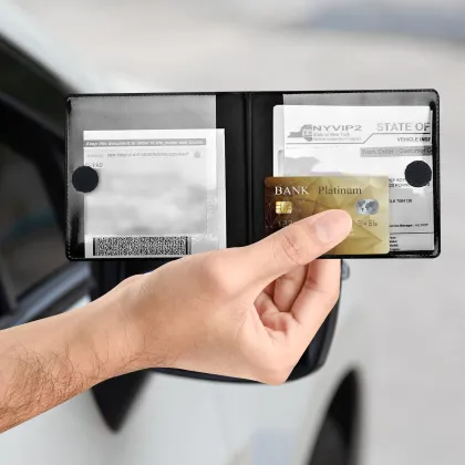 Custom Logo Design Waterproof PU Leather Car Registration and Insurance Holder