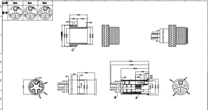 M12 waterproof connector 3-5Pin male and female K-CODE