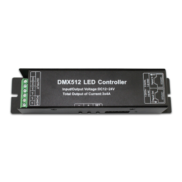 DMX512 3CH 5050 RGB RGBW स्ट्रिप लाइट कंट्रोलर 3*4 ए डिकोडर