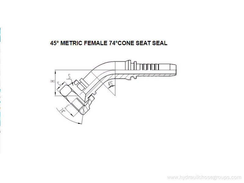 45° Metric Female 74° Cone Seat 20741