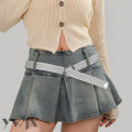 White handmade woven patent leather belt