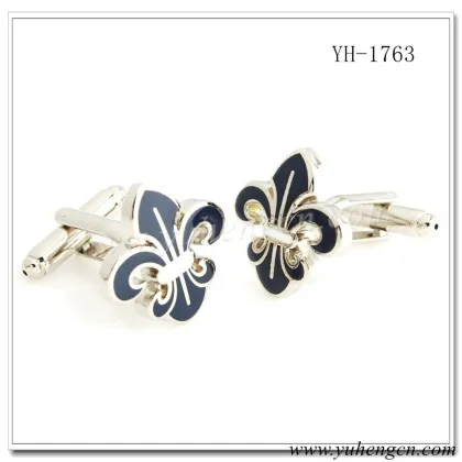 YH-1763 Novelty Enamel Fleur Di Lis Flower Cufflinks