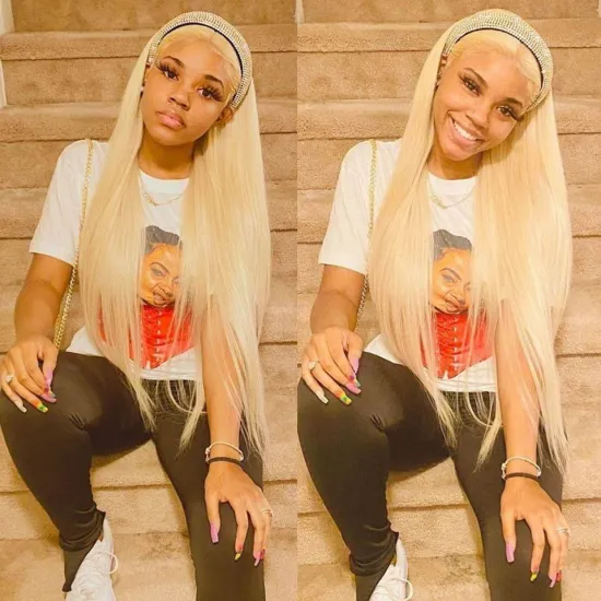 613 Blond Lace Front Human Hair Wigs For Black Women Brazilian Virgin Cuticle Aligned Hair Wig Unprocessed Transparent Lace Wig