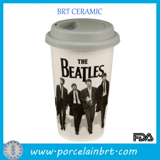 12 oz Custom Ceramic Double Wall Cup with Silicone Lid