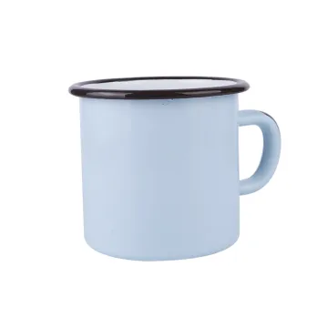 350ml Blue Mug Enamel Gift Cup Beverages Cup Coffee Mug Wholesale Black Panited Rim