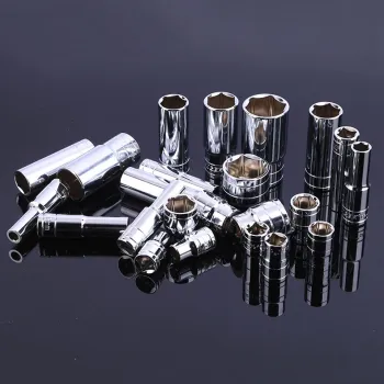 Professional Car Repair Tool Set: 1/2\" Mirror Surface Electric Wrench with Special Air Deep Impact Sockets, 8mm to 32mm Cr-V Hexagonal Sleeve Socket Set