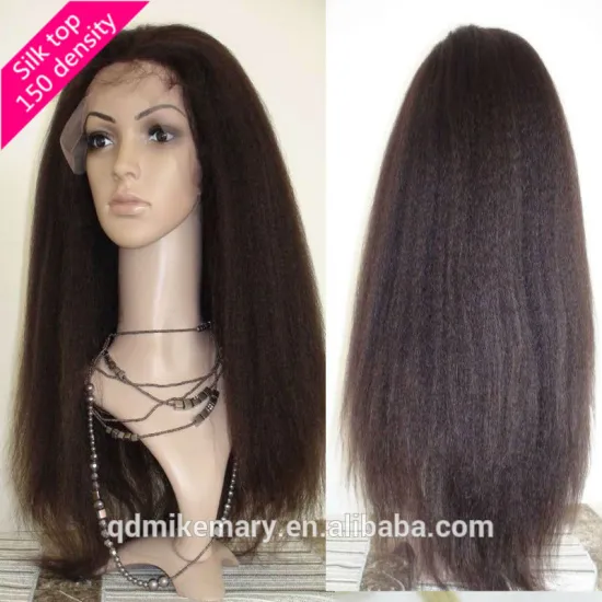 Bleached Knot Brazilian Glueless Silk Top Full Lace Wig Human Virgin Hair Yaki Black Natural Scalp Wig Grips With Baby Hair