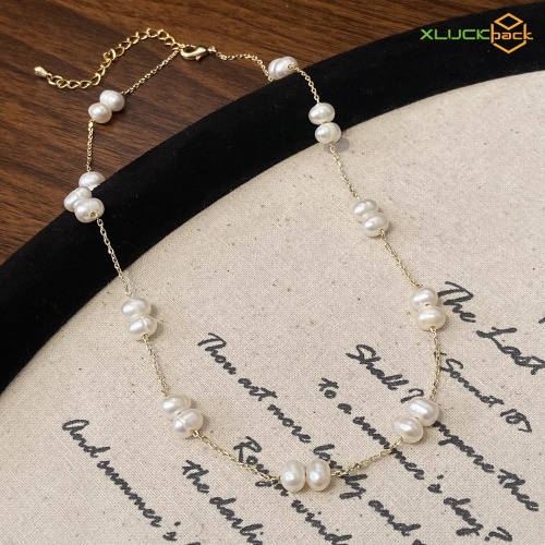 Elegant Natural freshwater pearl 18k Gold Plated necklace