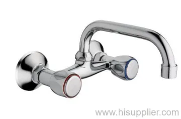 Double Handles Wall Mount Kitchen Faucets 