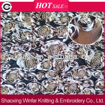 flower patterns lace sequin embroidery on fabric for lady dress garment