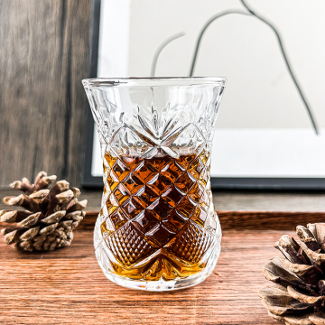 Factory New Arrival: Hot Sale Embossed Drinking Glasses - Clear Modern Shot Glasses & Coffee Cups