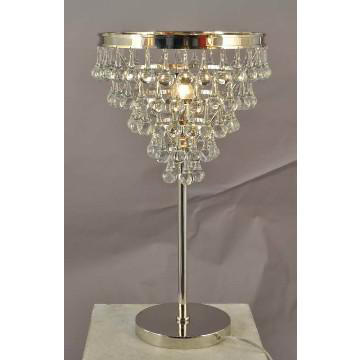 iron table lamp in nickel finish with crystal balls