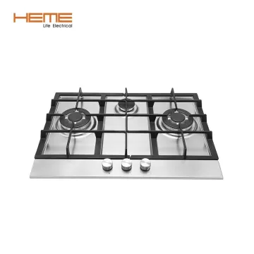 3 Burner Gas Hob: Stainless Steel Built-in Stove, 0.6mm Thickness