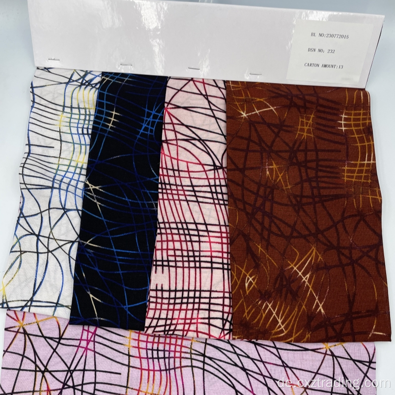 Unregelmäßiges Linienmuster gedrucktes Rayon -Tuch gedruckt