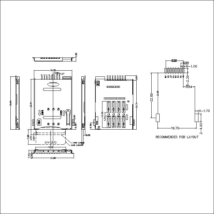 SIM series 8Pin 1.85mm Large foot height connector ATK-SIM8185AL014