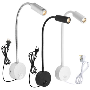 Lampe de bureau LED multi-plug AC85-265V avec luminosité 3W, lumière de lecture, lampe de chevet à LED et la lumière murale de col en cygne