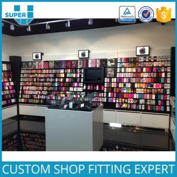 Different sizes wooden cellphone accessories display cabinet