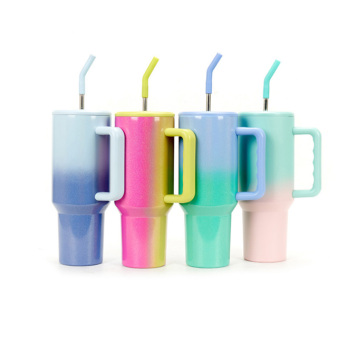Custom Large Capacity Hot Selling 40oz Stainless Steel Vacuum Tumbler with Handle and Straw Lid