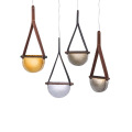 Lampes à suspension LEDER en verre bronze