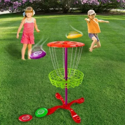 Backyard and Beach Fun: Kids' Mini Disc Golf Set with Frisbee and Basket