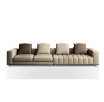 Minimalist Italian Cowhide Leather Sofa: Piano Key Design for Modern Living Room