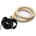 wooden gymnastics gym rings with adjustable straps