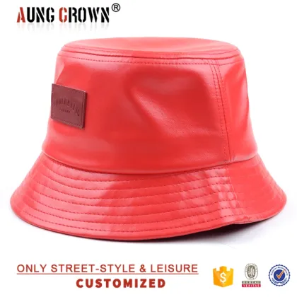 Red Leather Bucket Hat
