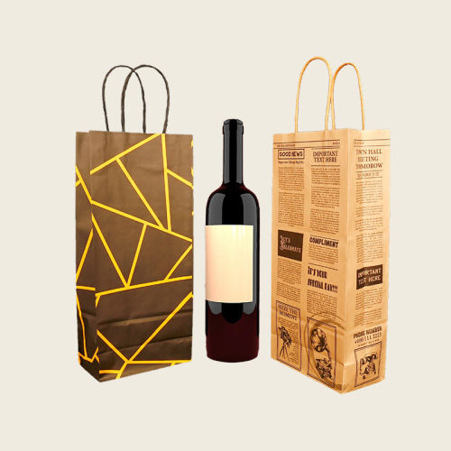 Niestandardowe logo Kraft Paper Gift Wine Bag