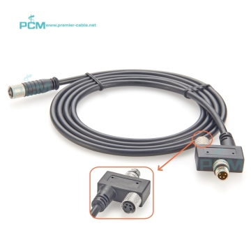 Waterproof Circular Sensor Connector Cable: Automation M8 Y Splitter Male to Double Female PCM-S-0257