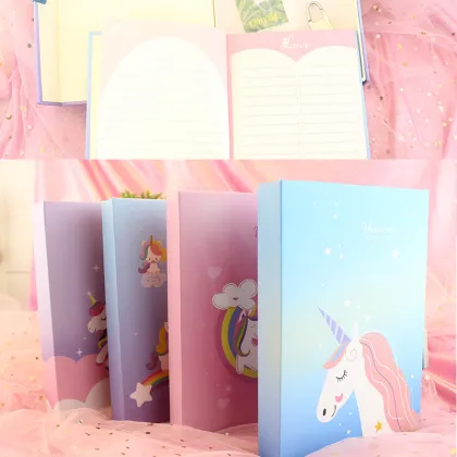 Unicorn Paper Notepad 32K Diary with Lock and Key Notebook