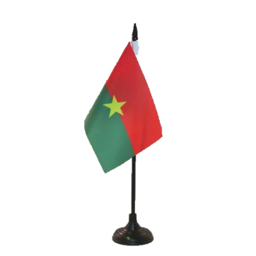 Sunshine Custom Burkina Faso Desk Flag - Factory Price Small Mini Green Yellow Red Table Flag with Pole and Base