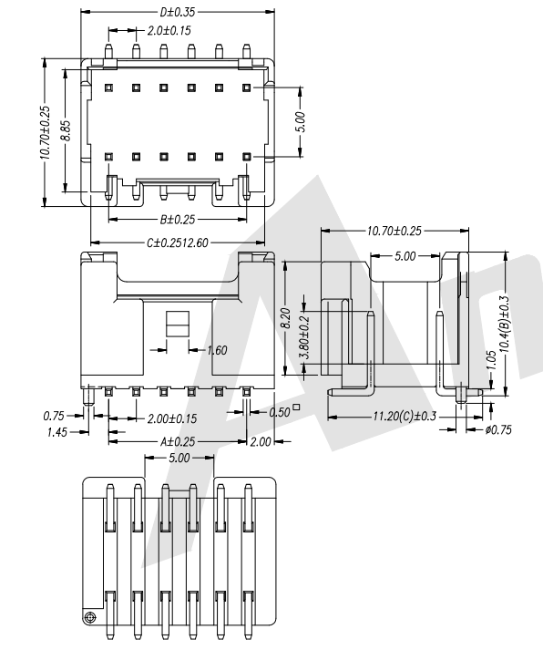 AW2015M-2XNP 2.00mm 피치 SMT 웨이퍼 커넥터 시리즈