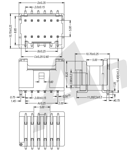 AW2015M-2XNP 2,00 mm tonhöjd SMT-skivanslutningsserie