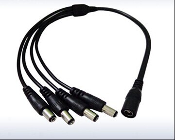 4 in 1 DC Power Female Jack to Male Plug Splitter Adapter Cable for Security CCTV Camera