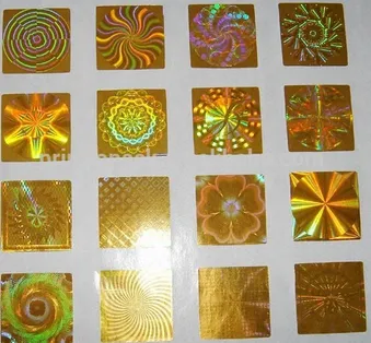 Gold colour hologram warranty sticker printing