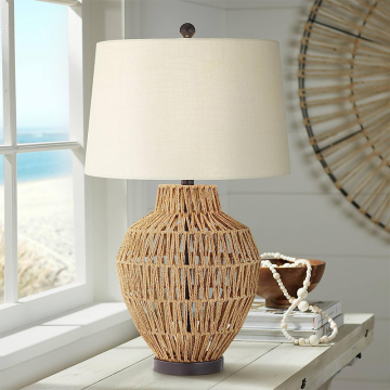 Modern Handmade Rattan Table Lamp with LED Bulbs