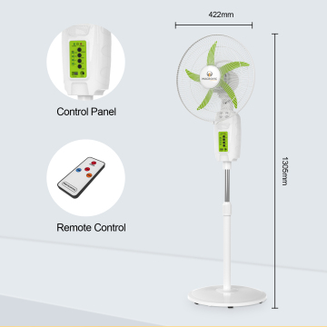 18 Inch Electric Adjustable Solar Portable Height Rechargeable Standing Fan with LED Light