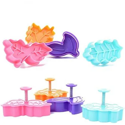 Christmas Bakeware Set: 4 Pcs Cookie Cutters & Tools Plastic Mold Custom Biscuit Cutters Cartoon Cookie Cutters