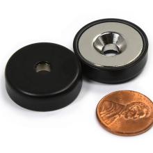 39 LB Countersunk Hole Neodymium Cup Magnet Black Epoxy Coated