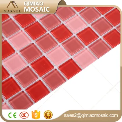 Happy Colorful Red Glass Square Wall Floor Bathroom Tiles Mosaic Round