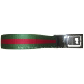 Fashionable Decorated by Red Green Polyester and Leather Men's Belt