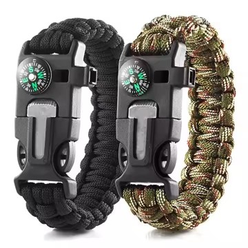 Survival Paracord Gelang dengan Kompas - Alat Kecemasan Mendaki Luar
